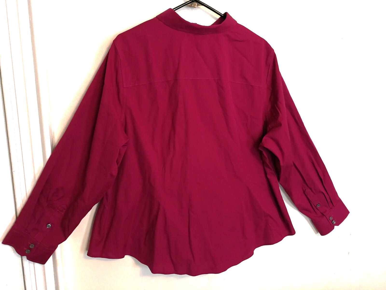Talbots Womens Blouse 22WP Petite Magenta Non-Iron Button Up Shirt Long Sleeve