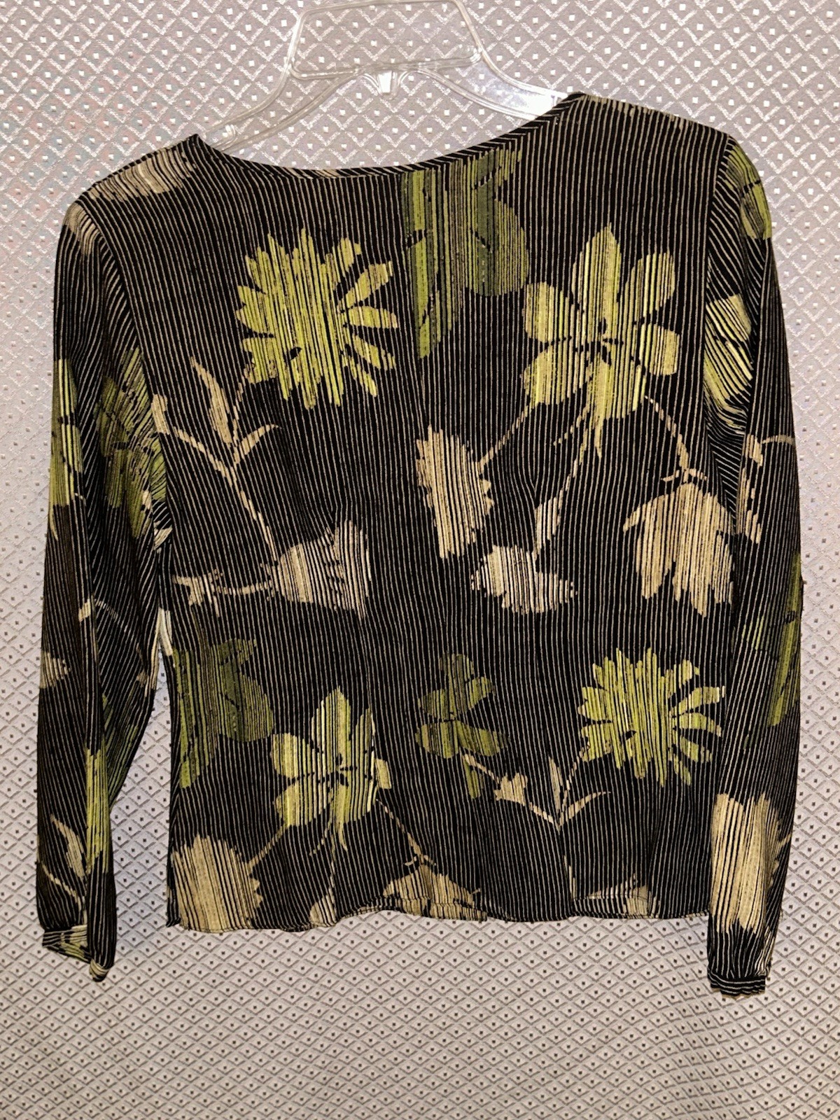 NWT – Sigrid Olsen Wool/Silk Blouse XS Black Green Floral Stopped Pleated BOHO