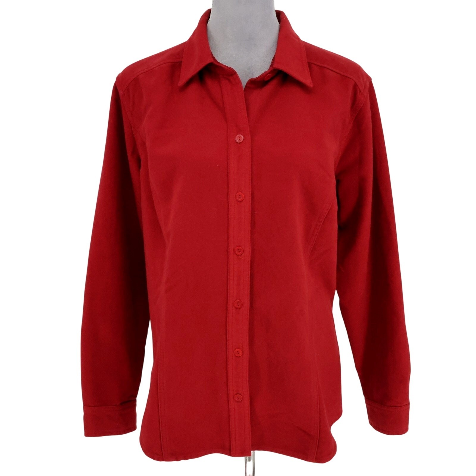 Eddie Bauer Top Jacket Womens XL Red Felt Button Up Shacket Outdoor Gorpcore