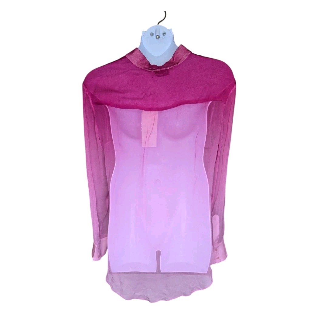 NEW Rat & Boa ombre pink sheer Diaz oversized chiffon beach blouse size XXL
