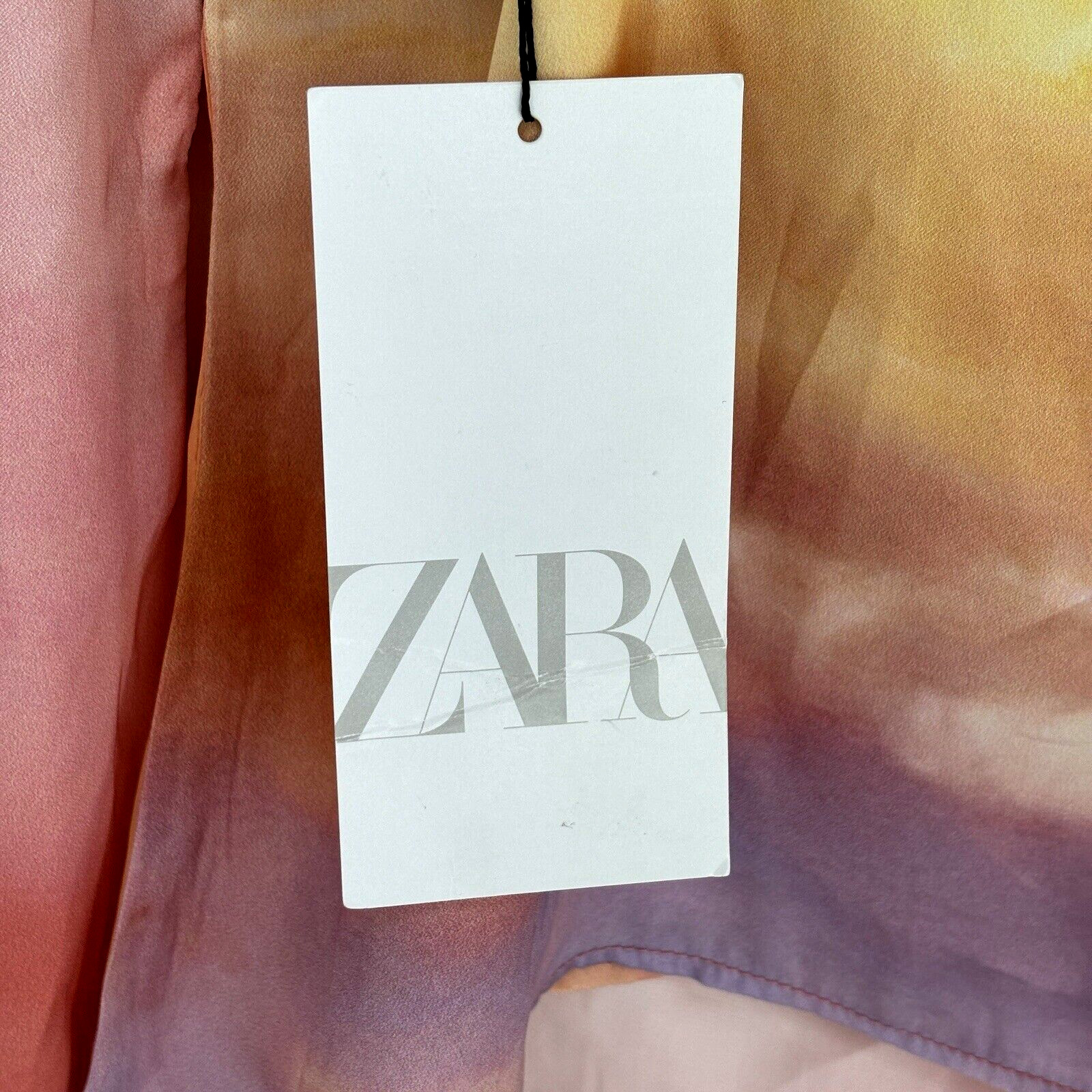 NWT Zara Asymmetric Purple Pink Ombre Print Top Spaghetti Straps Women’s Medium