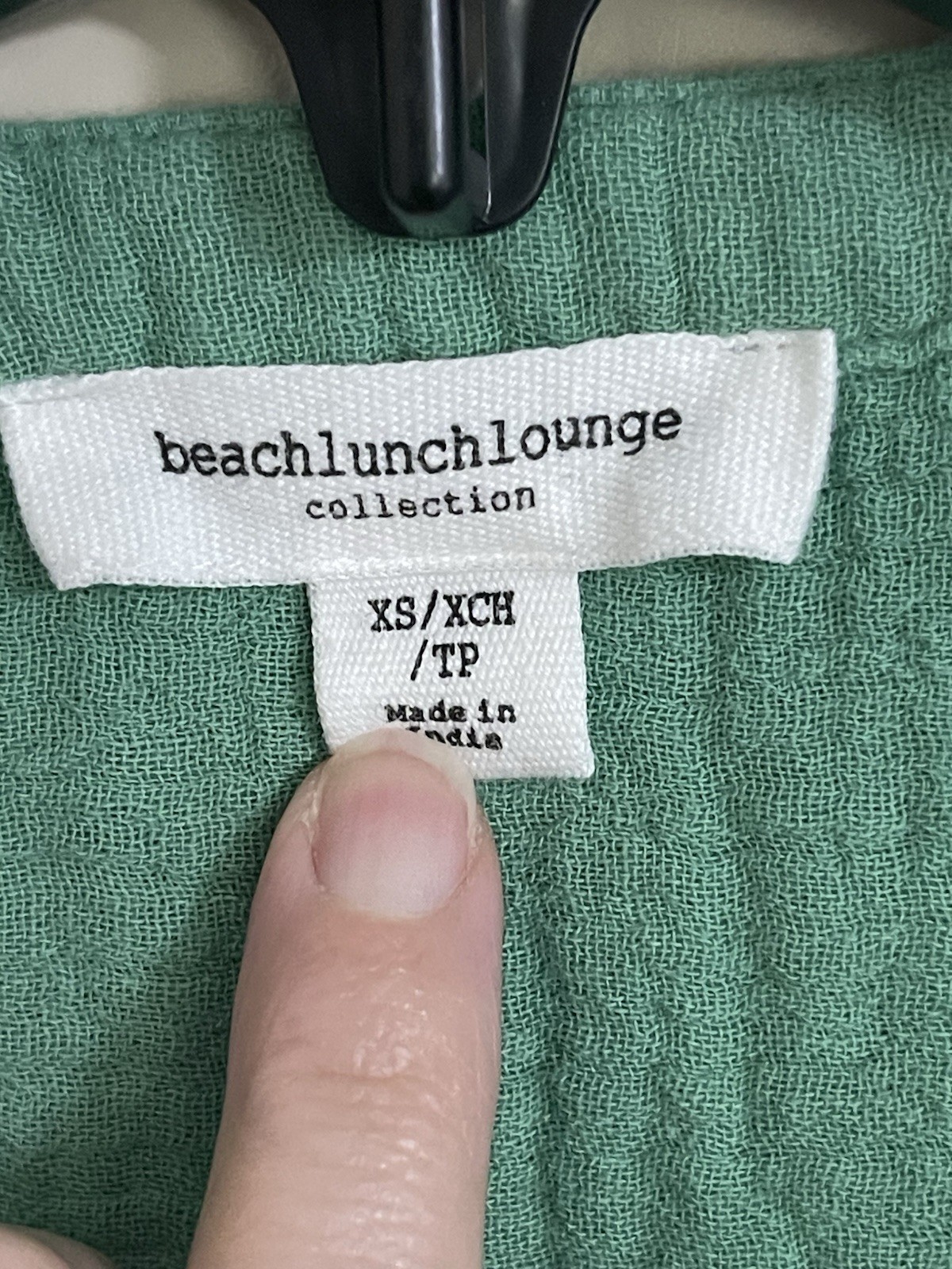 Beach Lunch Lounge Short Sleeve Ribbed Quilted Button Top Blouse Green Sz XS