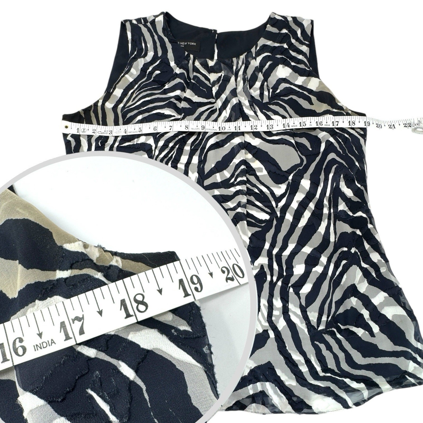 Zebra Silk Blend Shell Blouse 10 Sheer Retro Glam Business Casual