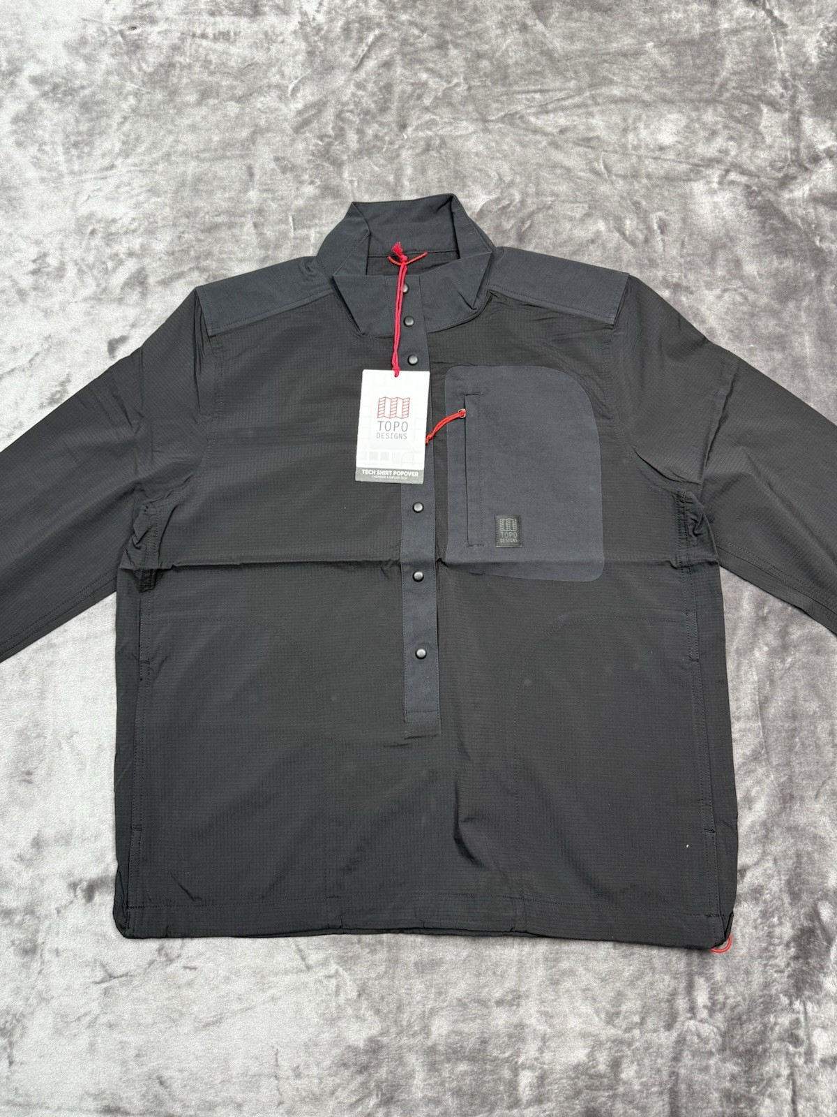 Topo Designs Tech Shirt Popover Windbreaker Black Outdoors Womens Large