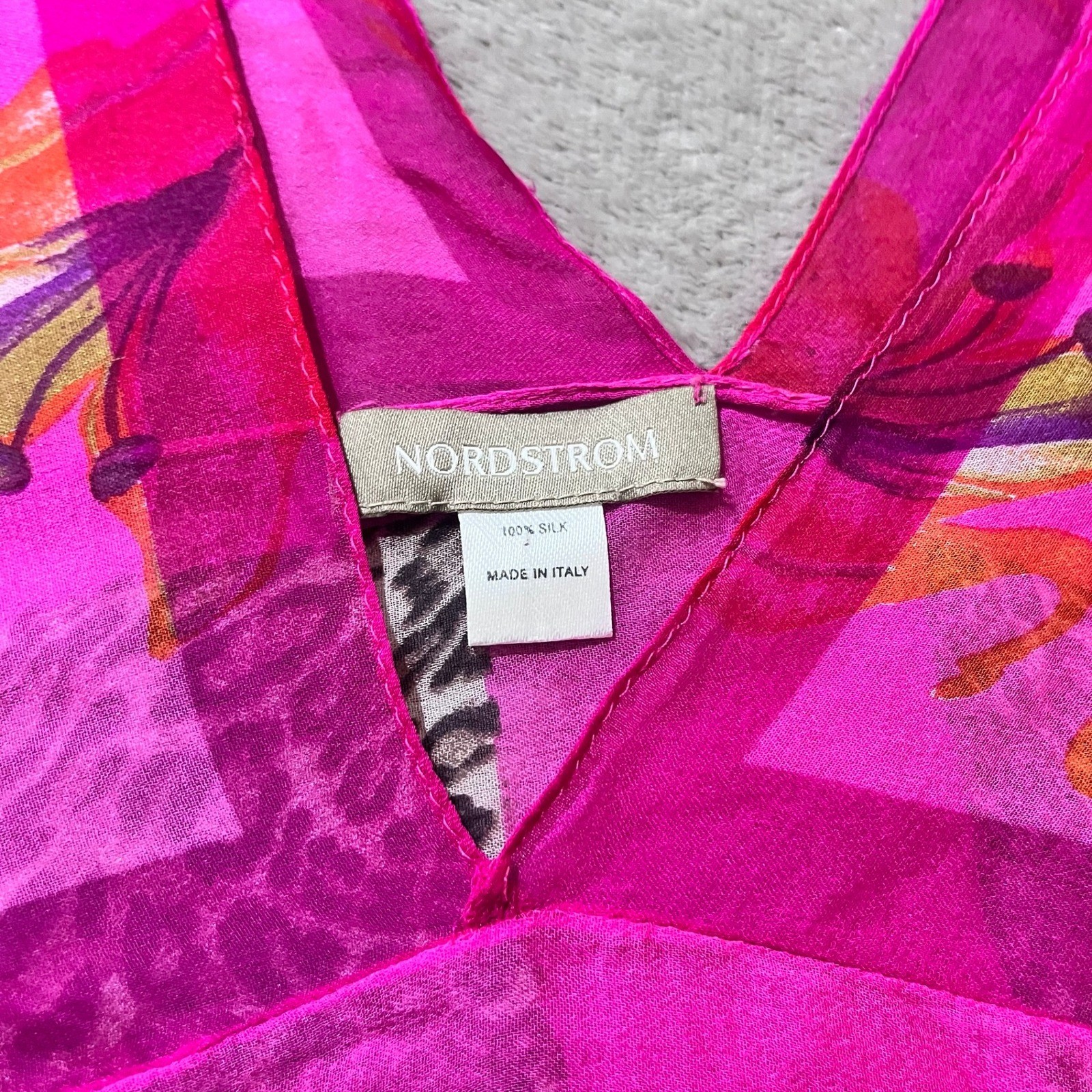 Silk Kaftan Tunic One Size Mixed Print Leopard Sheer Maximalist Asymmetrical