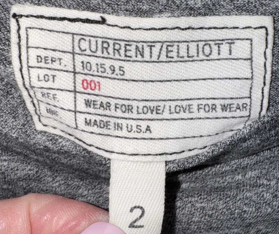 CURRENT/ELLIOTT Women’s Ruffle Sleeve Roadie Tee Heather Grey Size 2/Medium