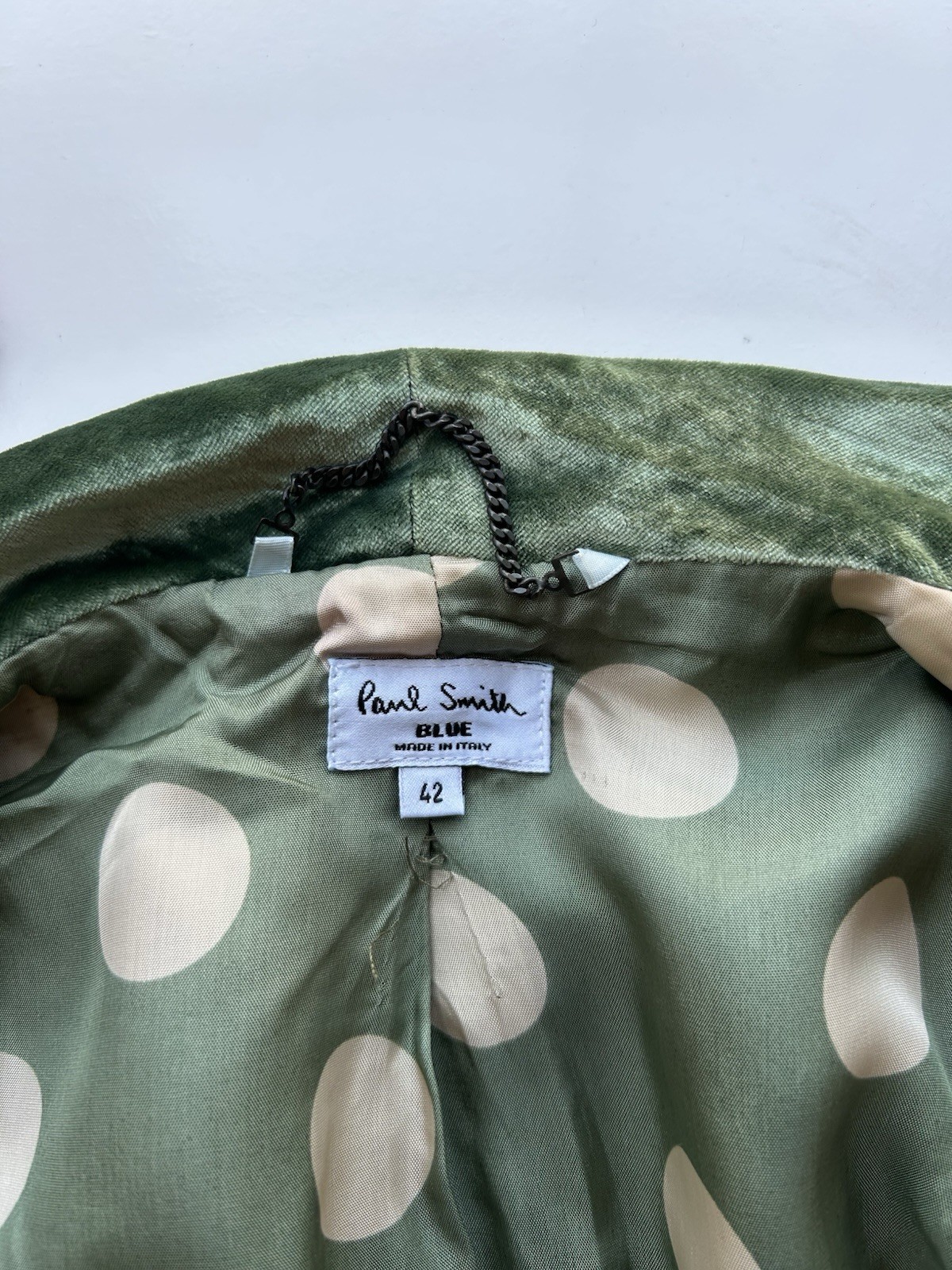 Paul Smith Blue label Italian Green Silk Blend Velvet Pussybow Jacket Size Uk 10