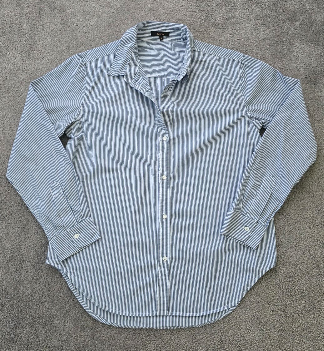 Quince 100% Organic Cotton Blue and White Striped Button Down
