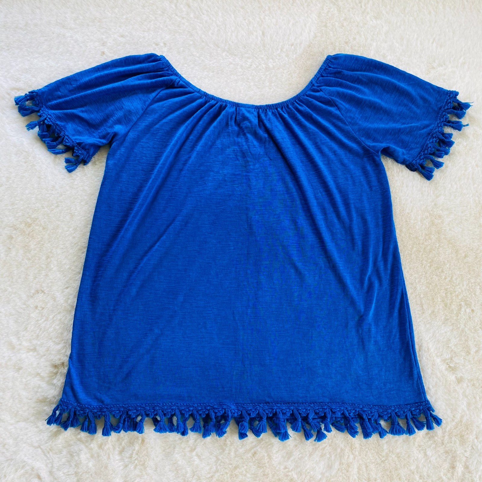 Time and Tru Blue T-Shirt Tassel Edged size Small Excellent Condition