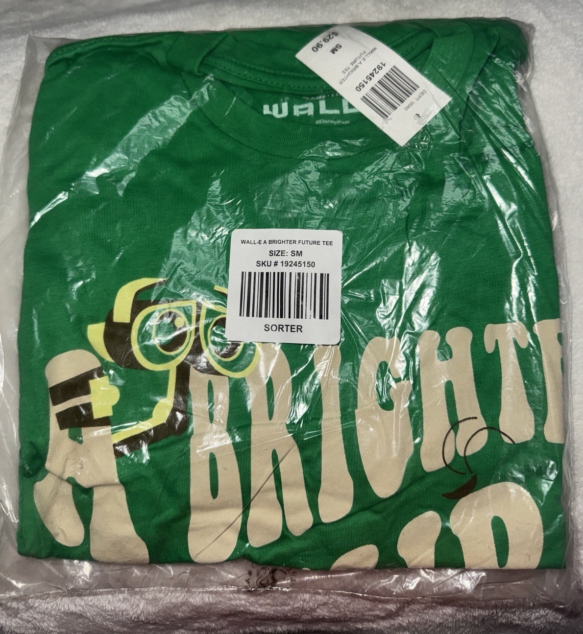 Disney Pixar WALL-E A Brighter Future T-Shirt Green SIZE SMALL NEW BOX LUNCH