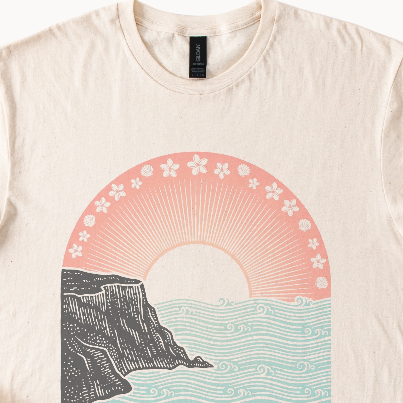 Deep Water Soul Coastal Landscape Graphic Tee Natural