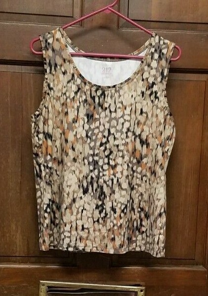 212 Collection Women’s Brown Multicolor Spotted Tank Top Size L Large