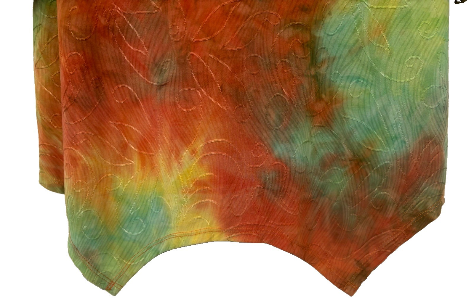 Cocomo Womens Tunic Top Multicolor Tie-Dye Button V Neck Roll Tab Sleeve Sz M
