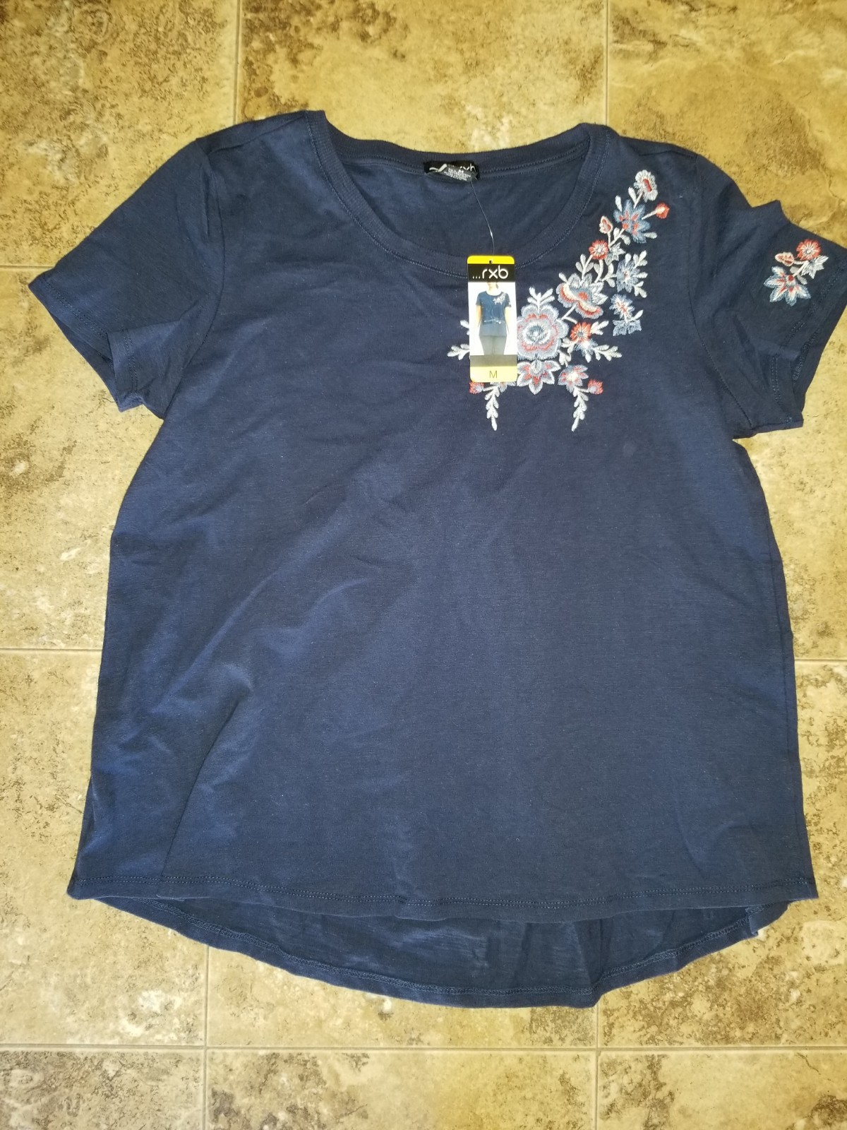 New Womens RXB Shirt Top Striped Blue Gray White Floral S M L XL 2XL