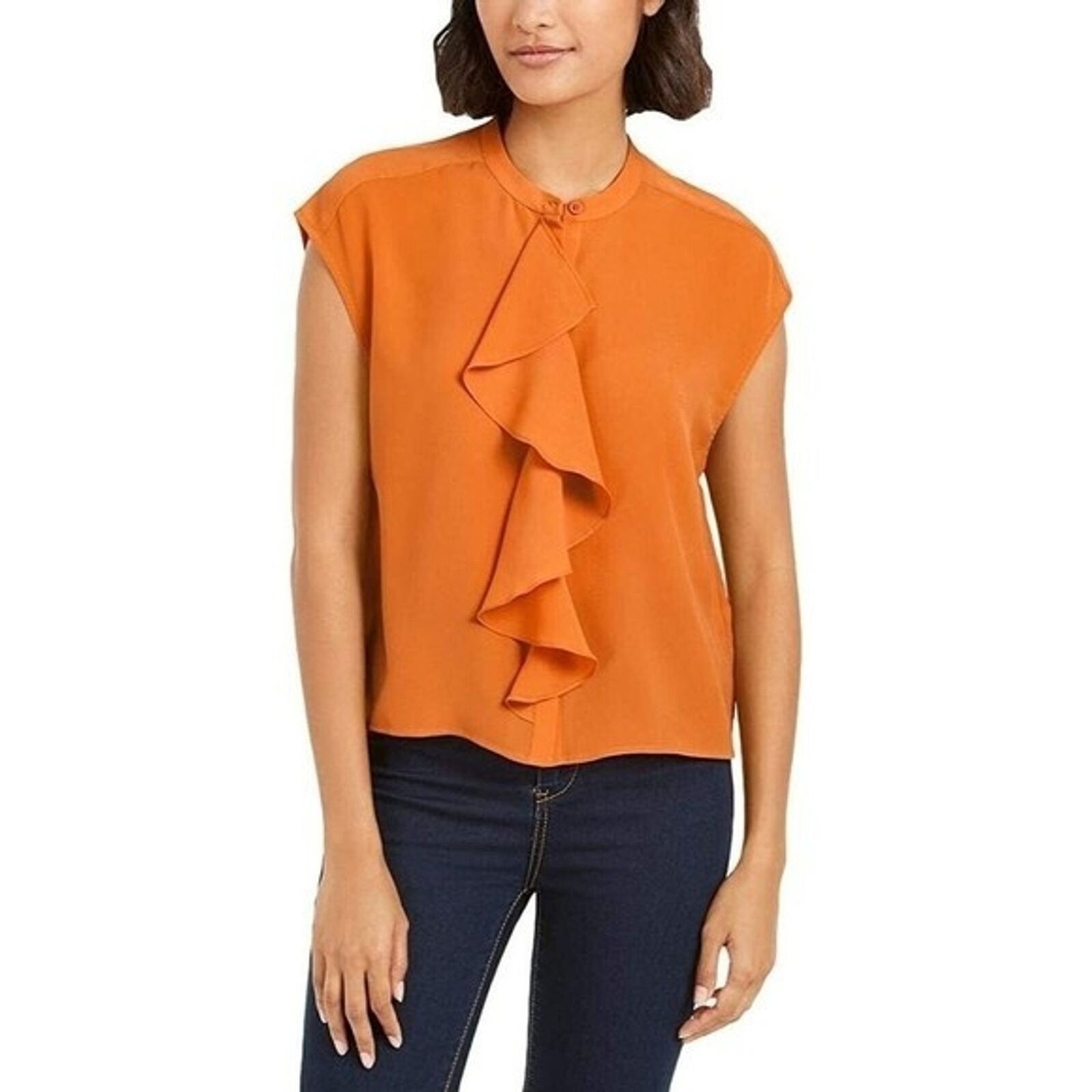 Classic Crepe Light Polly Blouse Top by French Connection – Golden Oak Size 8