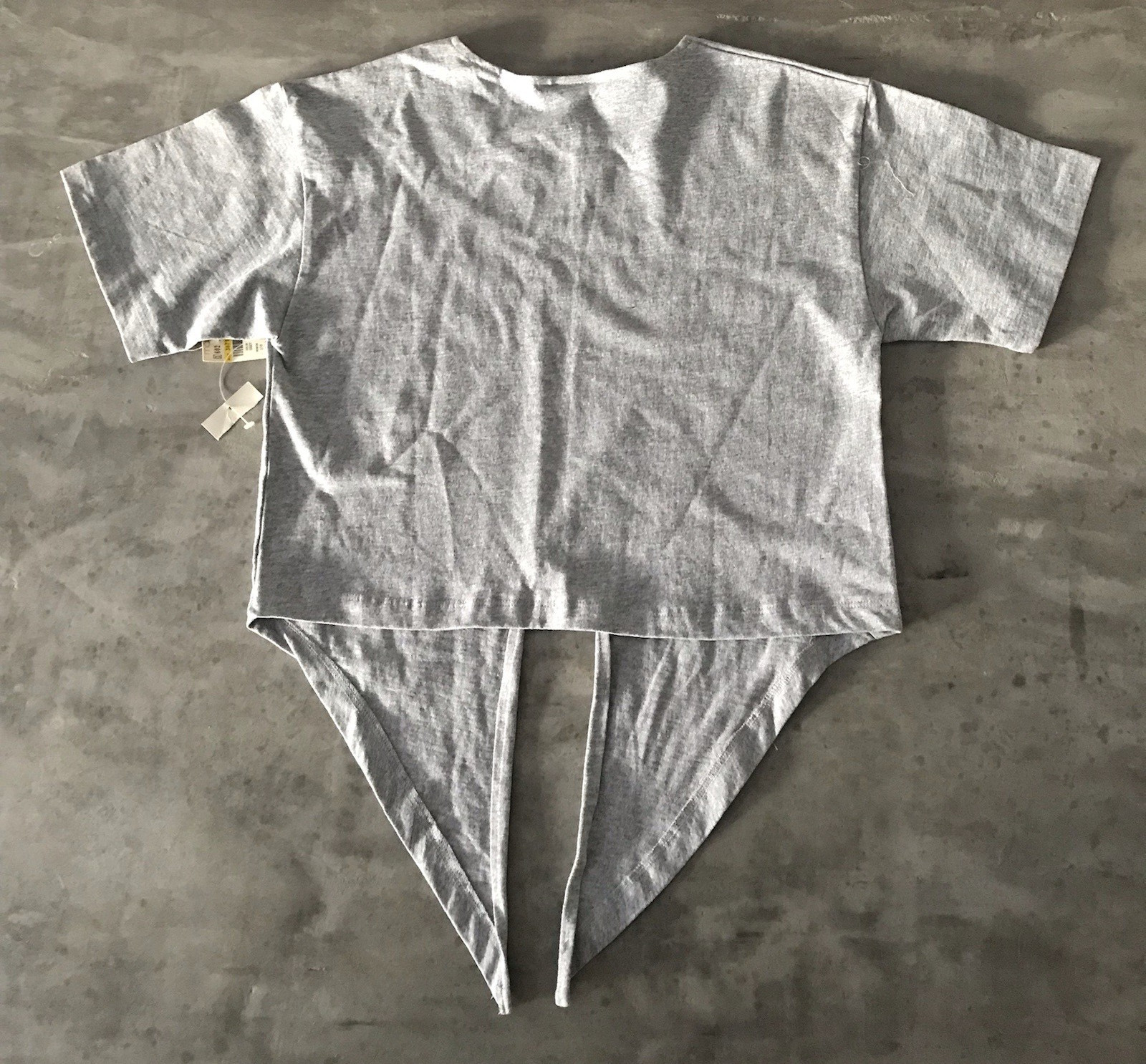 Vintage Marika Tie Front Top Womens One Size Heather Gray Crop Dance 80s 90s USA