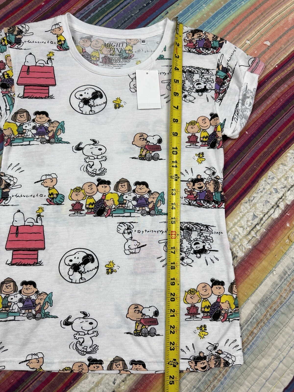 New Mighty Fine Presents Peanuts Comic Strip Sketch Graphic Top Junior’s XS