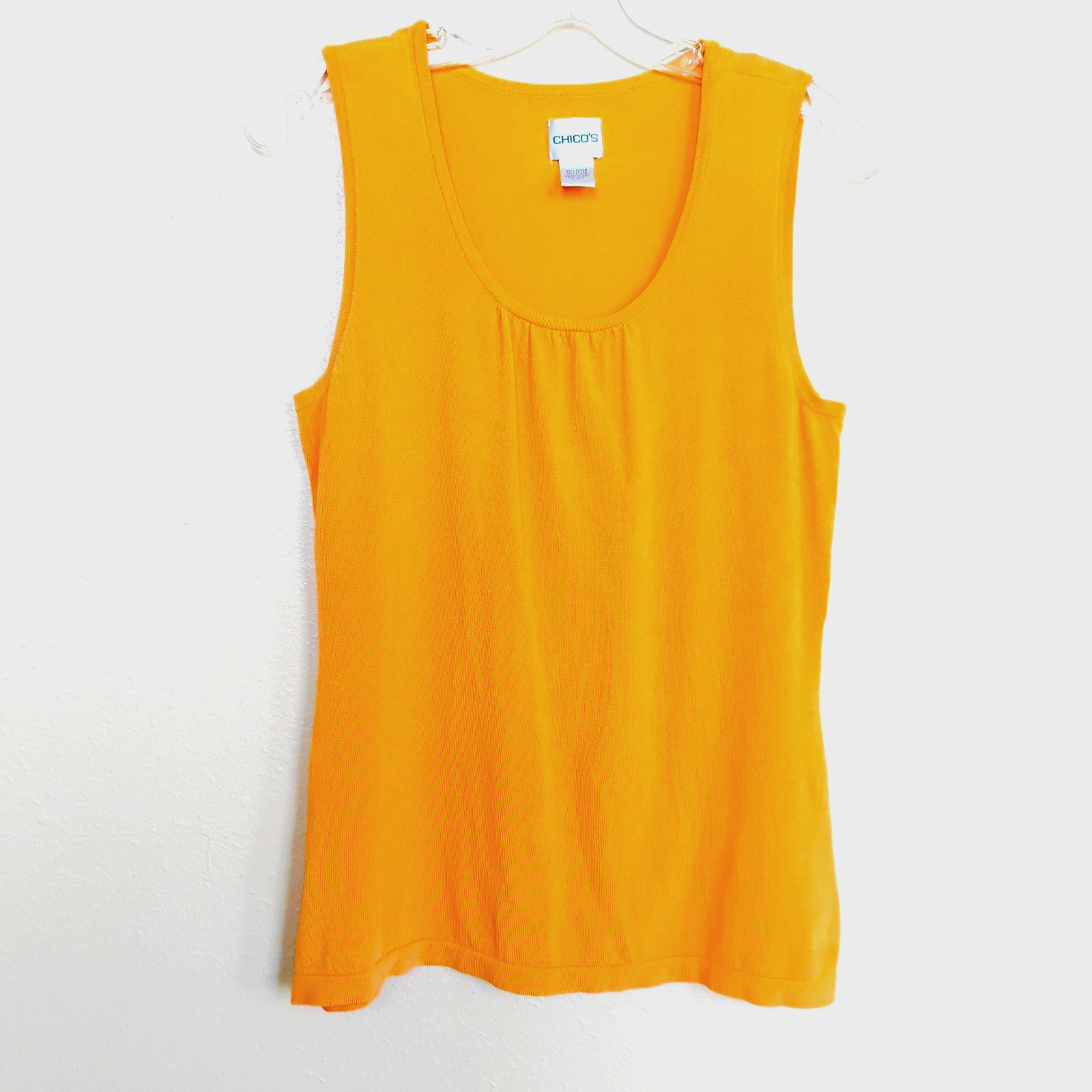 Chico’s Tank Top Amber Orange Scoop Neck Rayon/Nylon Knit ~ Size 1 (8-10)