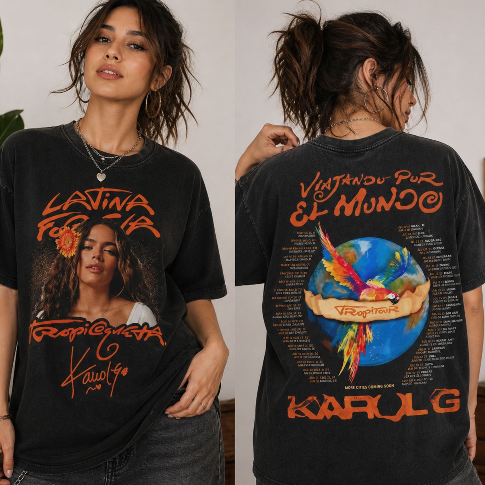 Vintage Karol G Tropitour 2026 Shirt Viajando Por El Mundo Tee
