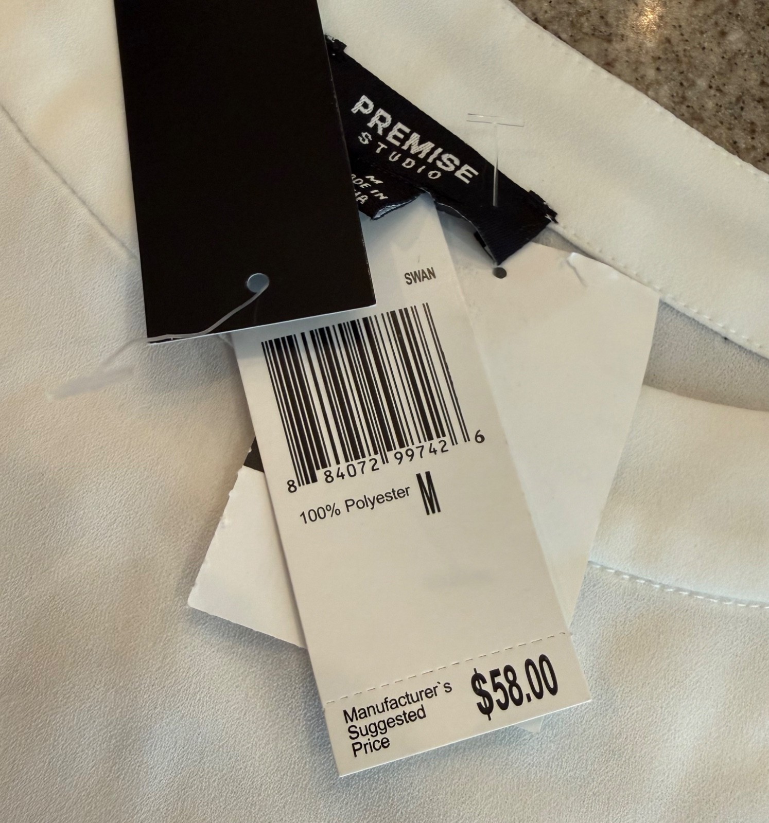 PREMISE STUDIO ~ New! White Tie Cuff Boat Neck Popover Blouse NWT Sz M