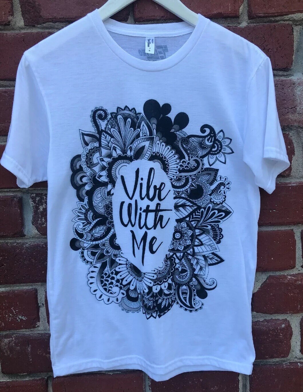 Electro Threads Unisex Sz S Small Vibe With Me Yoga Shirt White
