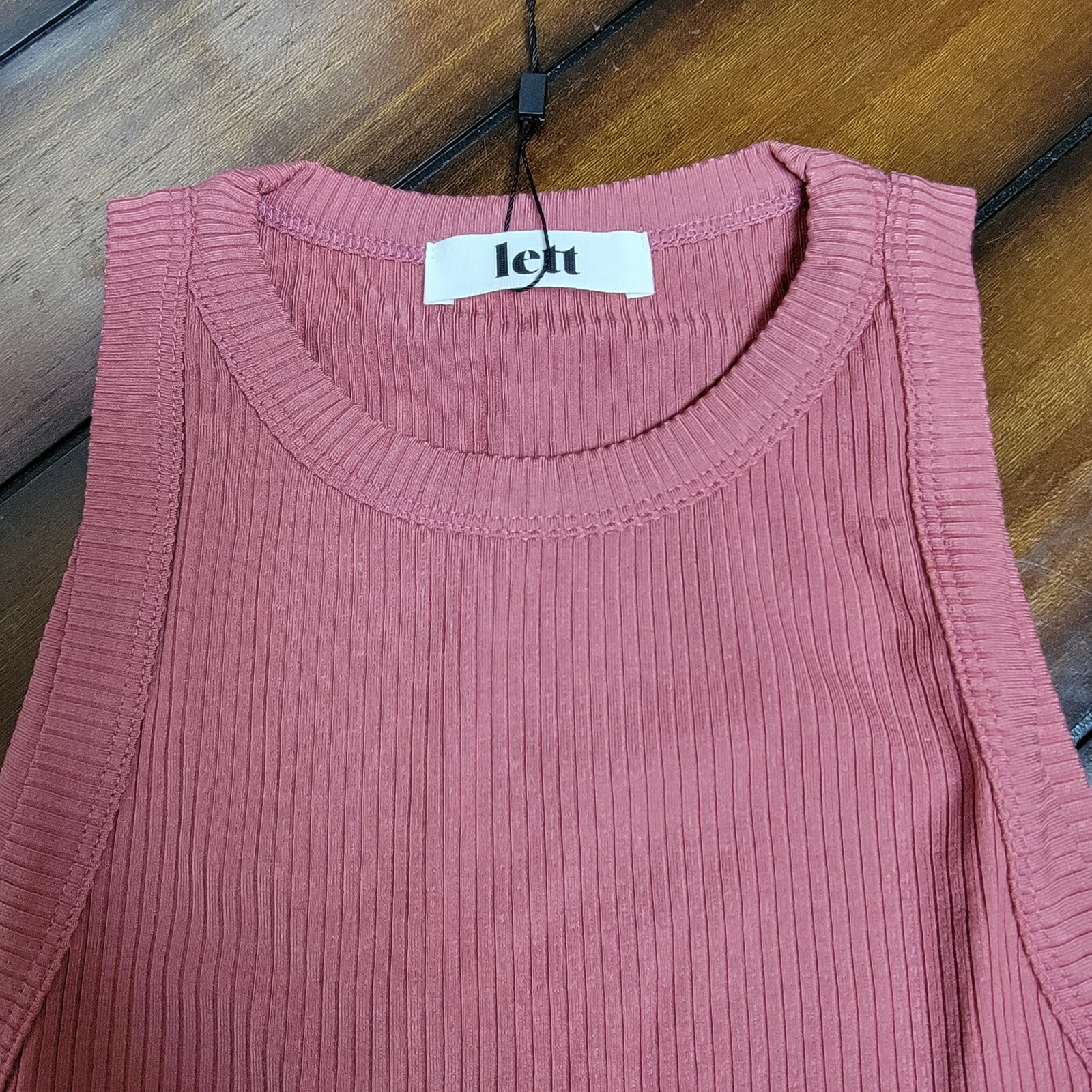 Lett Ventura High Neck Ribbed Tank Top Terracotta Mauve Women’s Size Small