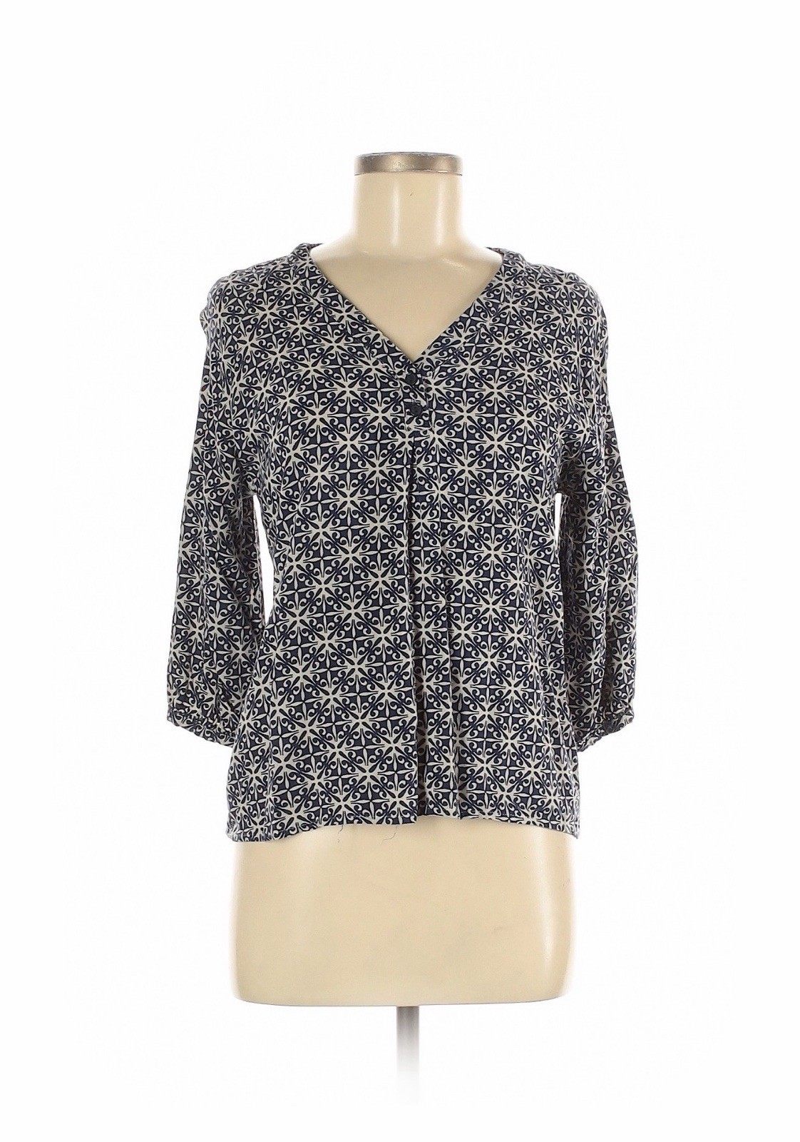 Kenar Blouse, Ivory/Blue Color, Size Medium