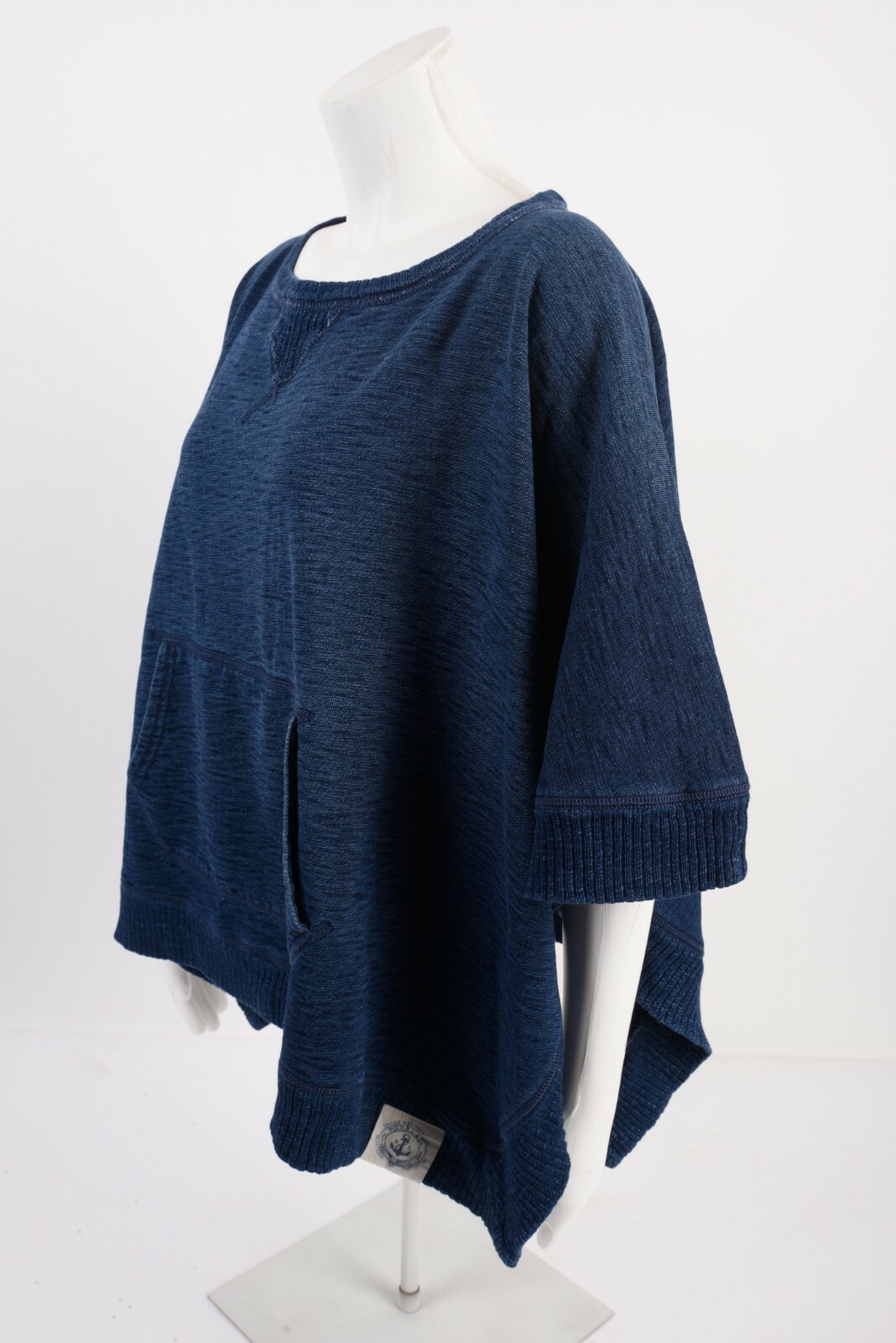 Polo Ralph Lauren Womens Poncho Shawl Cape Shirt XS Blue Short Sleeve Oversized
