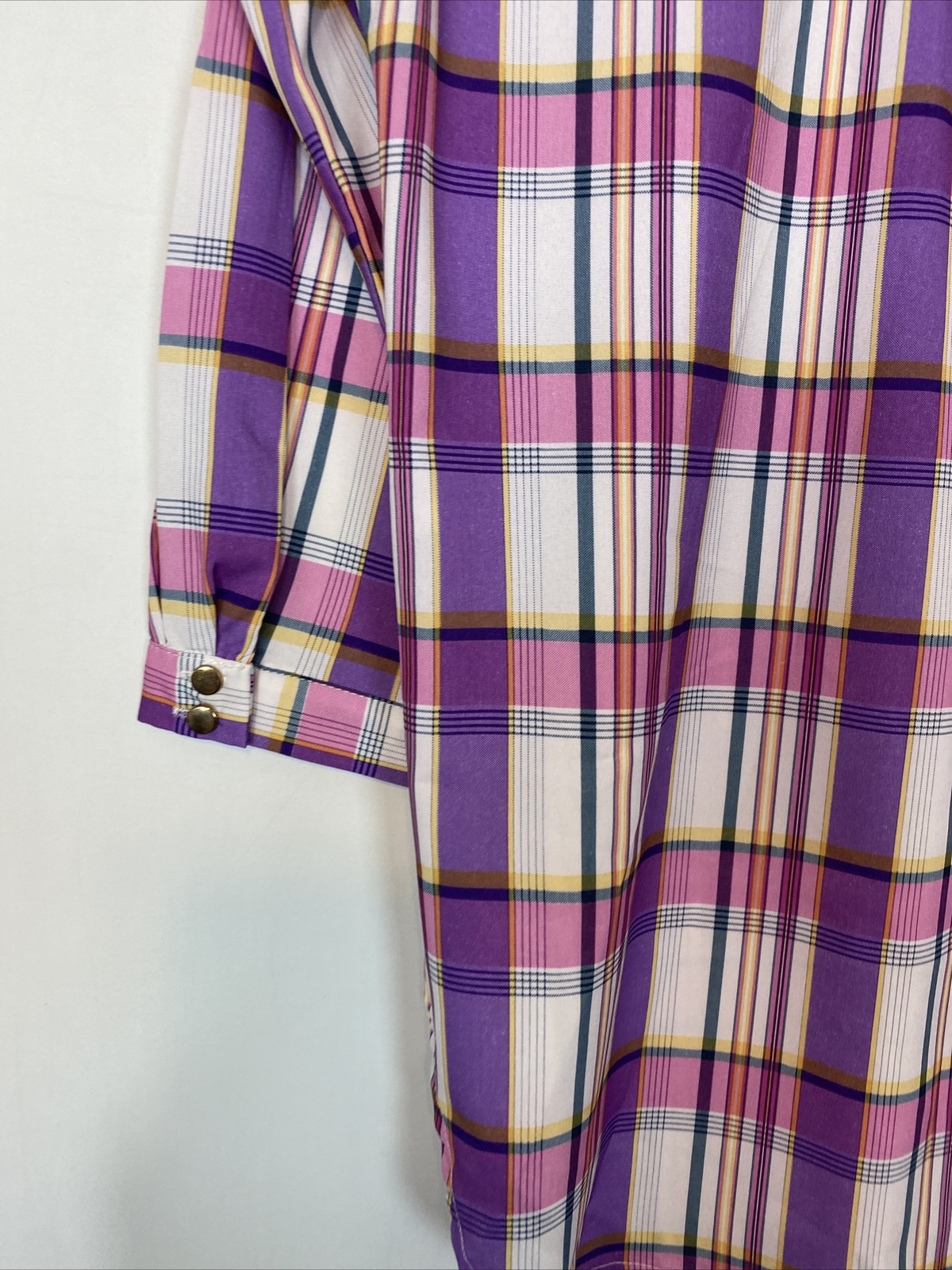 Depri Women’s Small Multicolor Plaid Bold Lightweight Sheer Blouse Shirt Tunic