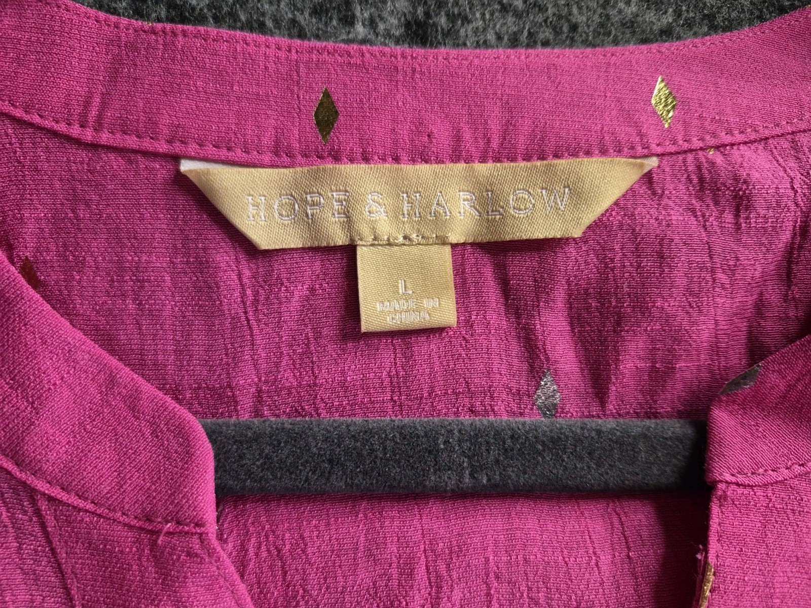Hope & Harlow Women’s Pink modern unique Button Tie Front roll slv Top L 176-5