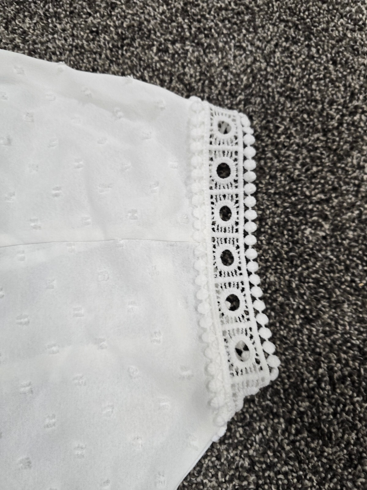 DOKOTOO White Lace Trim Button-Back Blouse