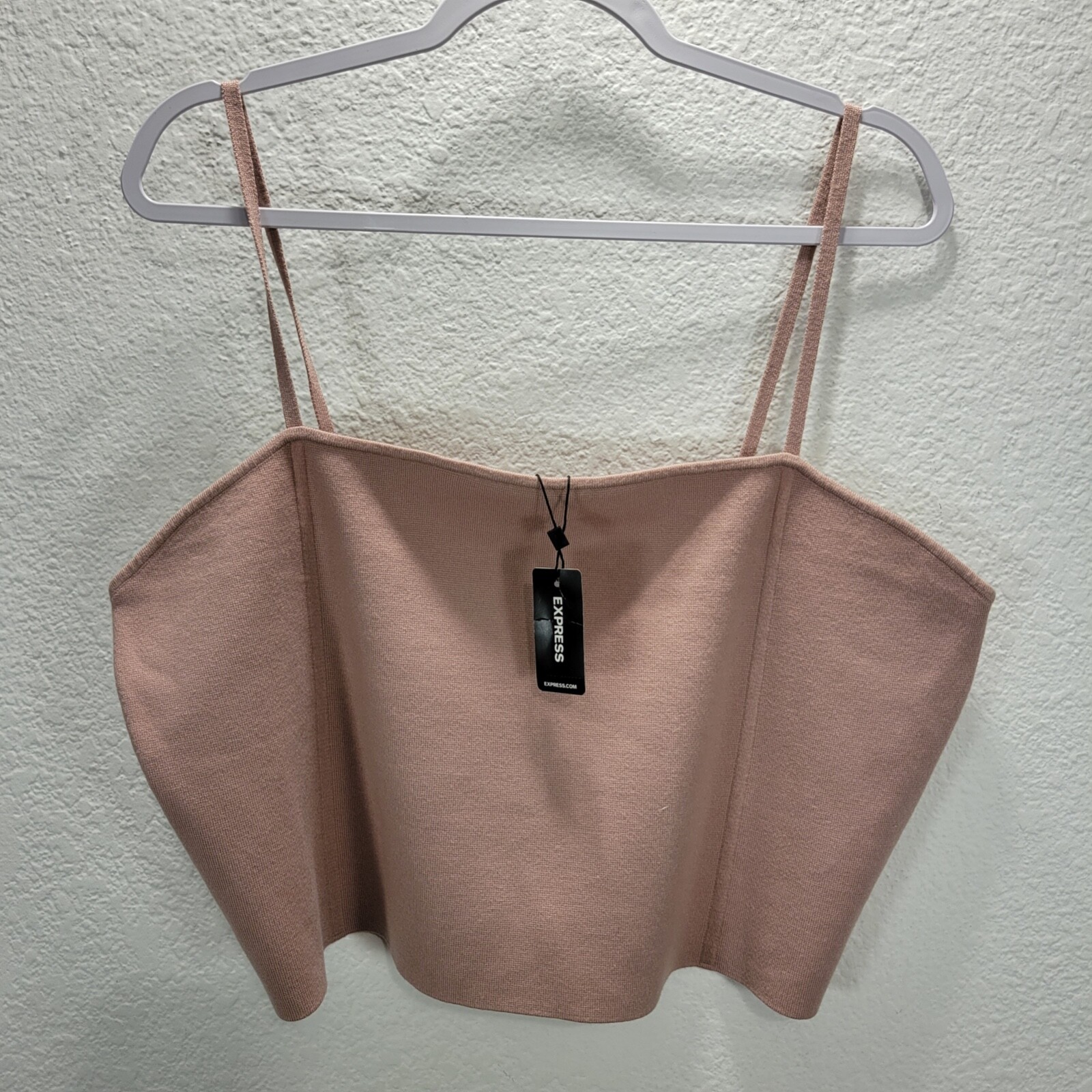 Express Womens Crop Tank Top Size XL Dusty Pink Rayon Polyester Blend Knit New