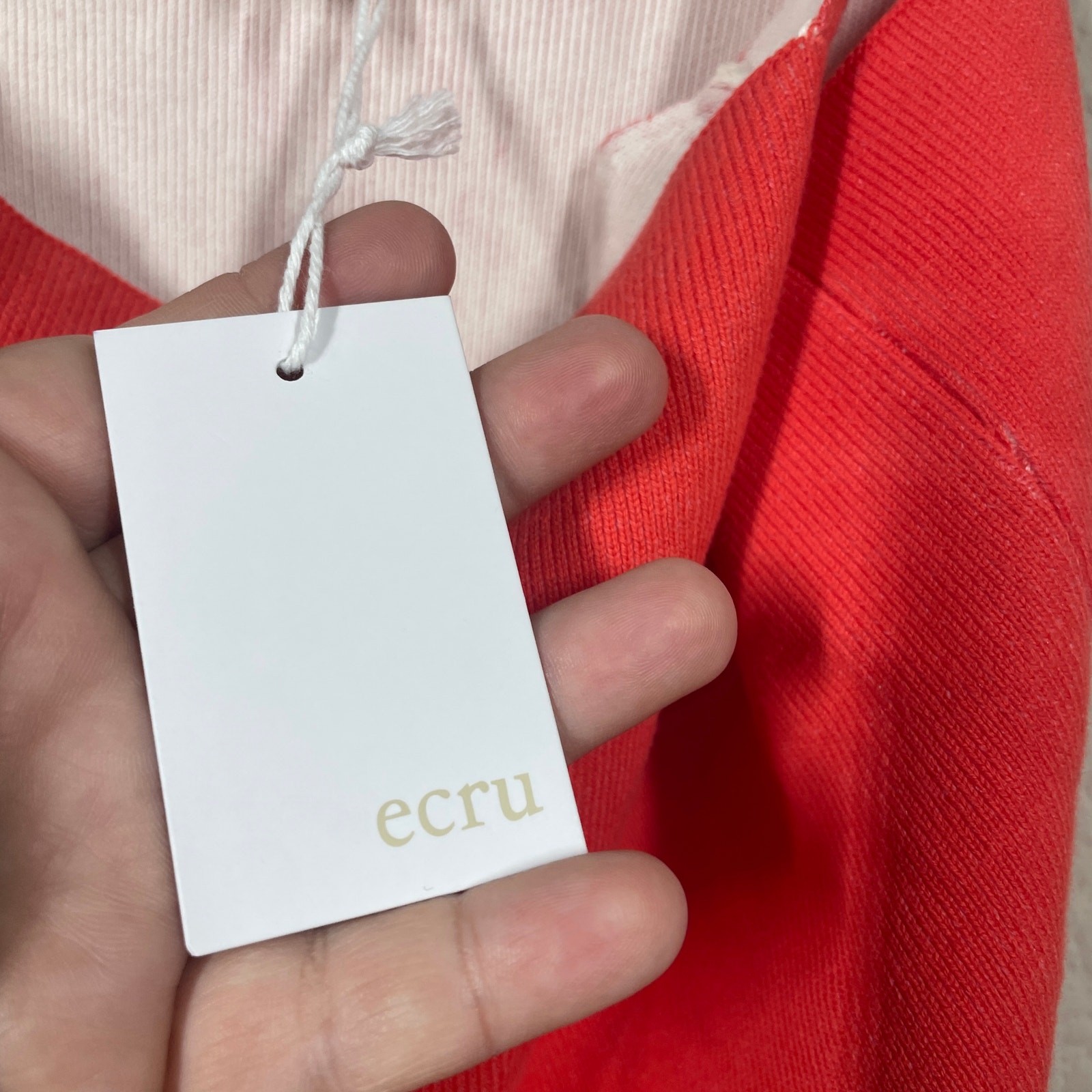 Ecru Size Medium Printed Square Neck Tank Top Red Washed Scarlet Cotton Rib