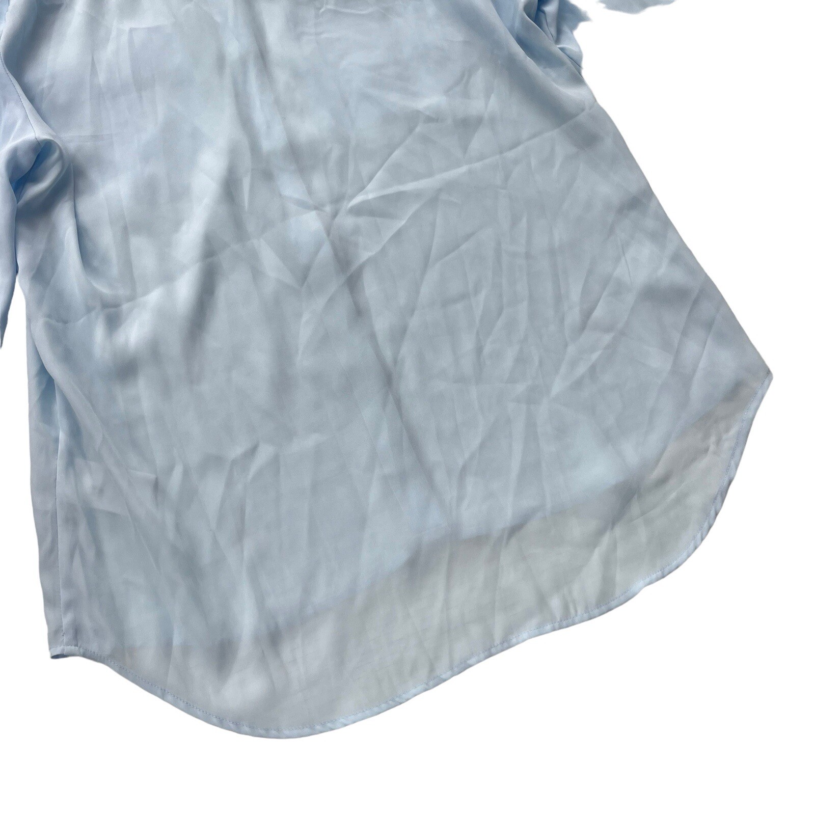 H&M Women’s Sz 12 Light Blue 3/4 Roll Tab Sleeves Lightweight Button Front Shirt
