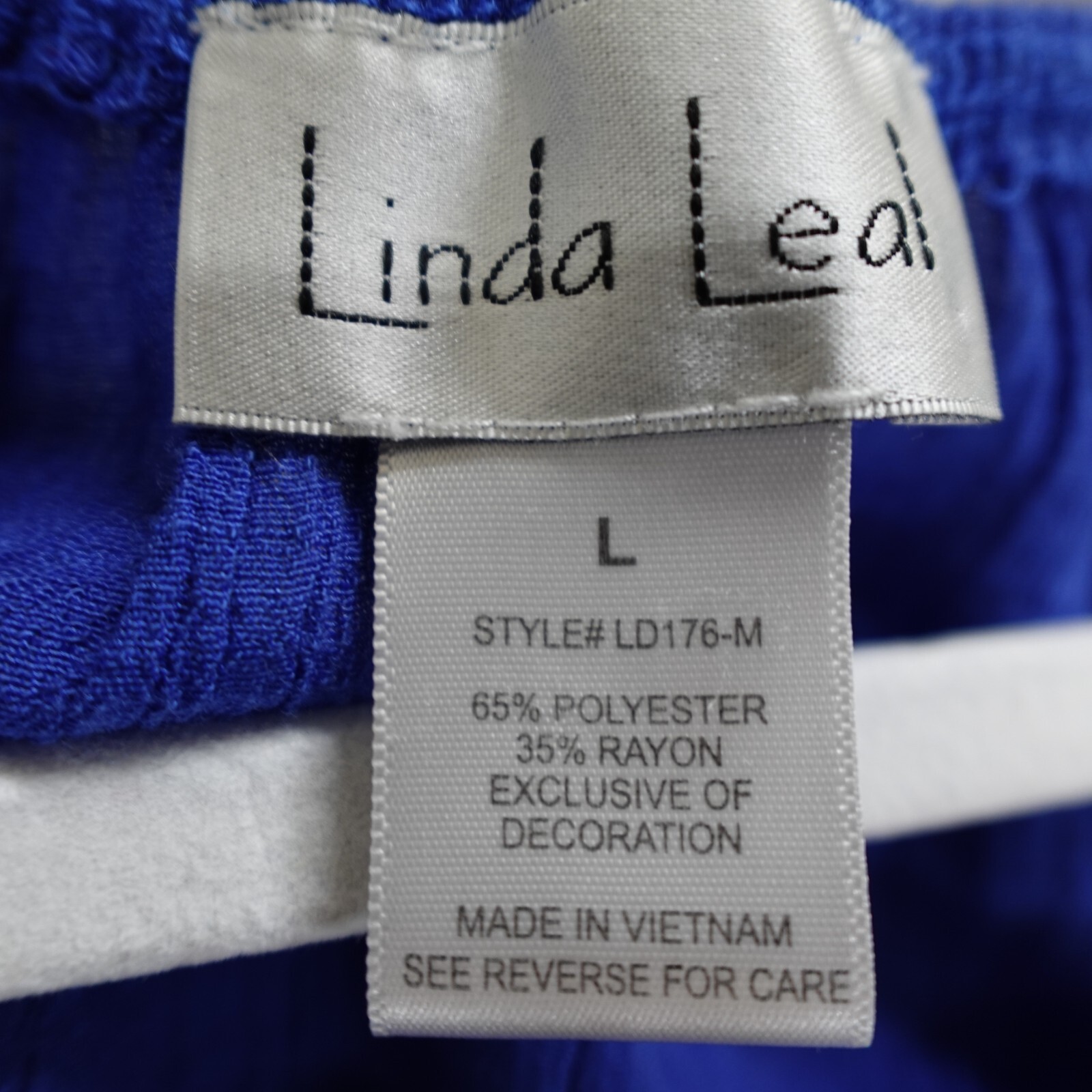 Linda Leal Women’s Large Blouse Blue Coastal Cruise Beachy Vacation Spring
