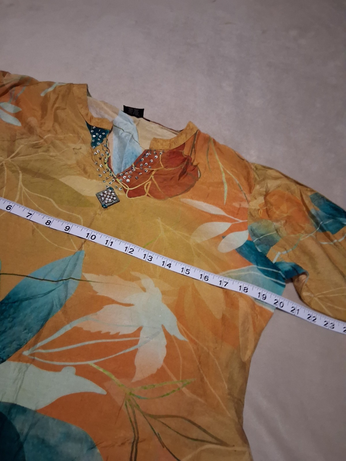 AARI Dupatta Top-Vibrant Floral in Golden Mustard & Teal