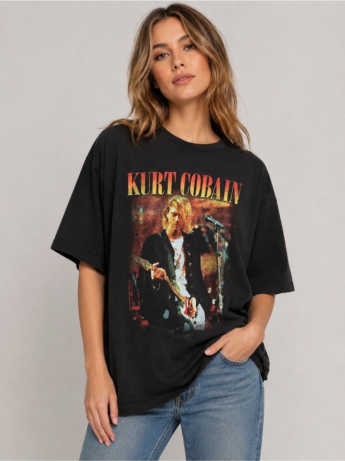 Kurt Cobain Nirvana MTV Unplugged Graphic Tshirt Black 1x