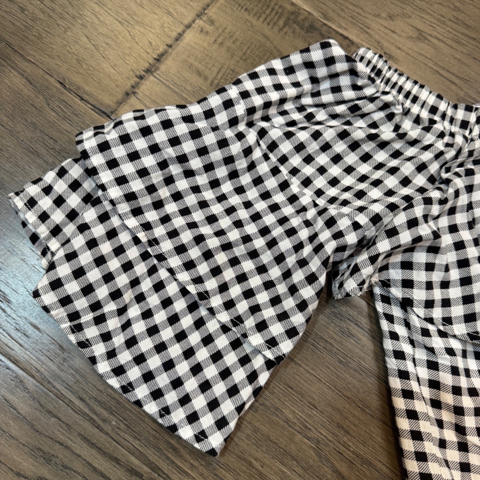 Lucca Off Shoulder Top Gingham Ruffle Flounce Short Sleeve Blouse Medium