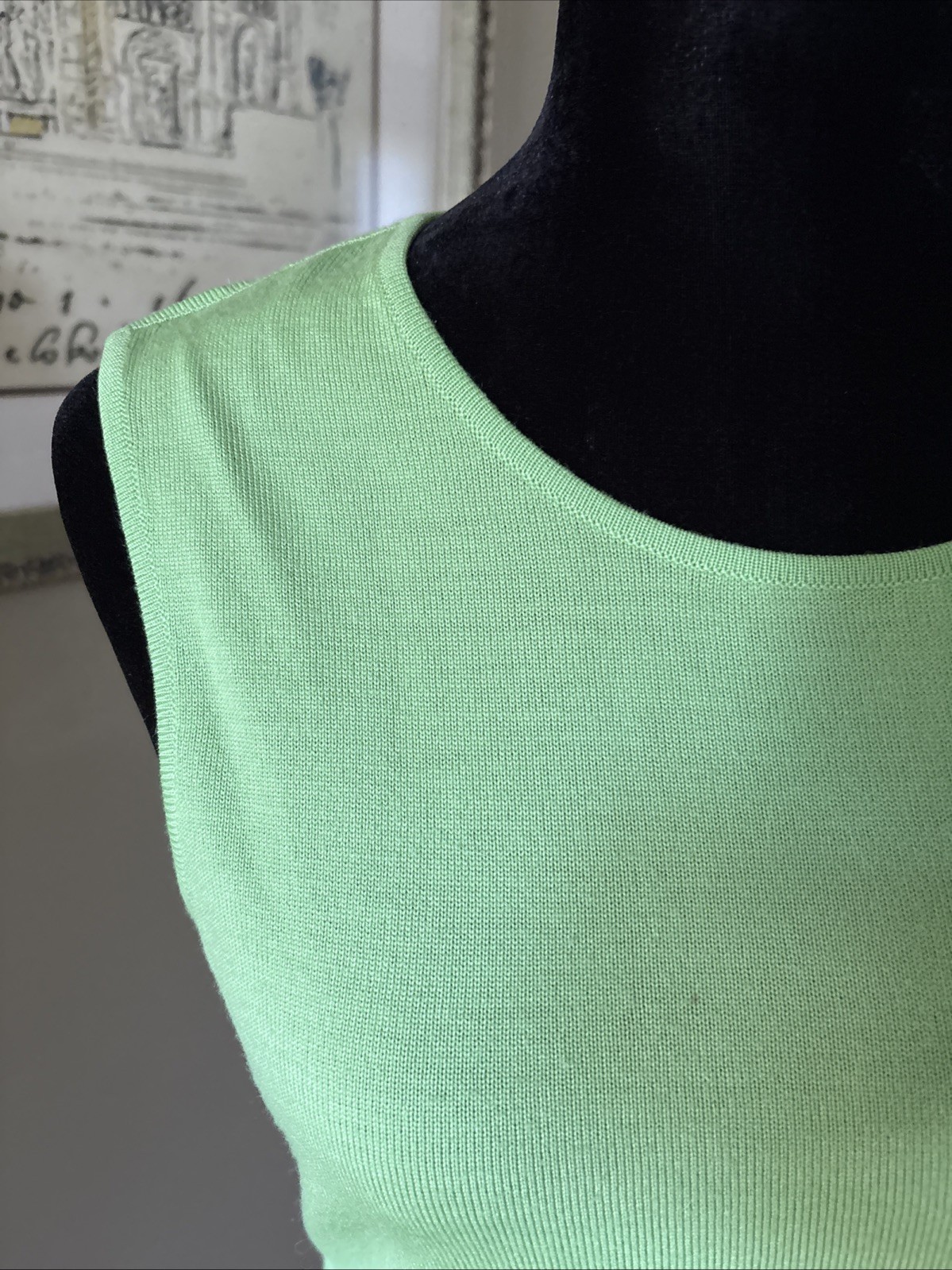 Escada Womens Old Money Wool Minimalist Top Sleeveless Italy 40/M Summer green