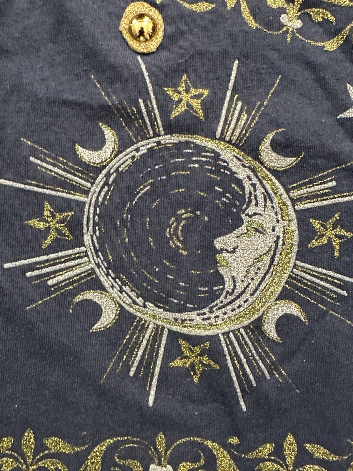 Vtg 90s BRUSH WORKS Celestial Sun Moon Stars Hand-Painted OS T-Shirt Whimsigoth