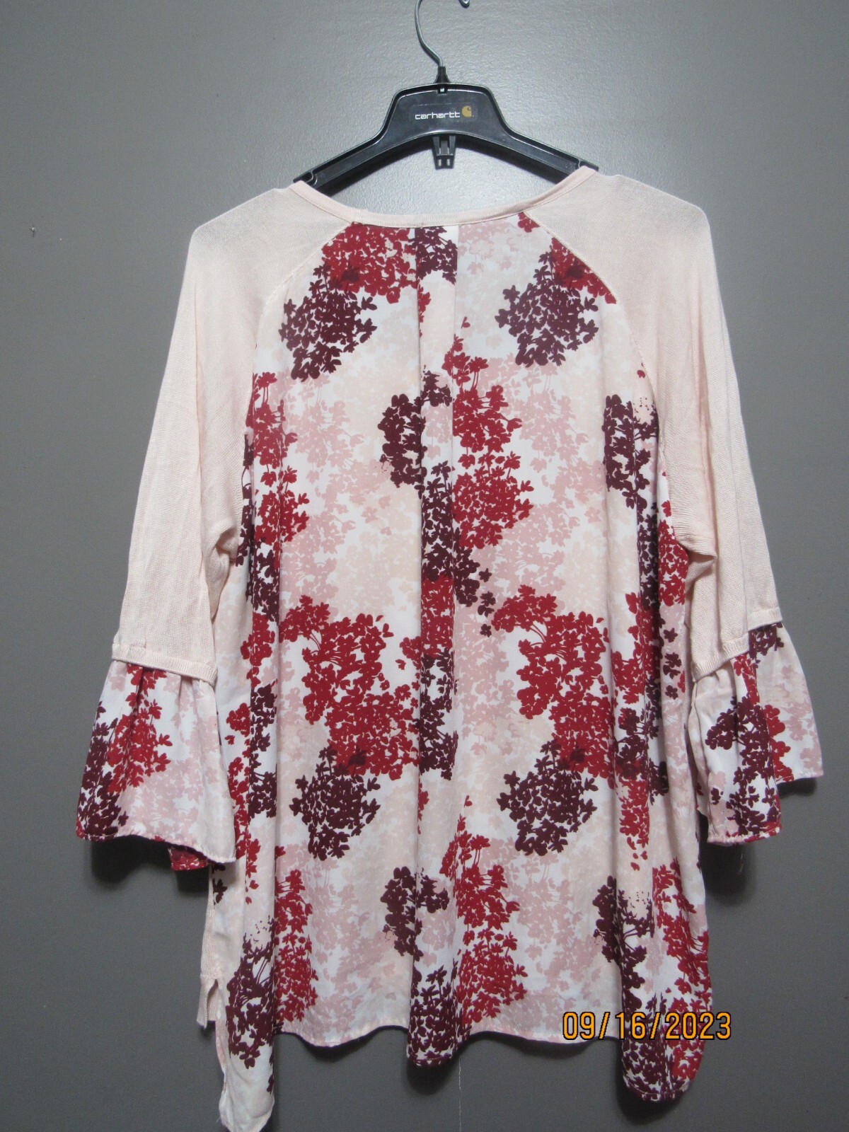 CATO EST. 1946 WOMEN’S L/S KNIT TUNIC TOP PINK FLORAL 26/28W NWT