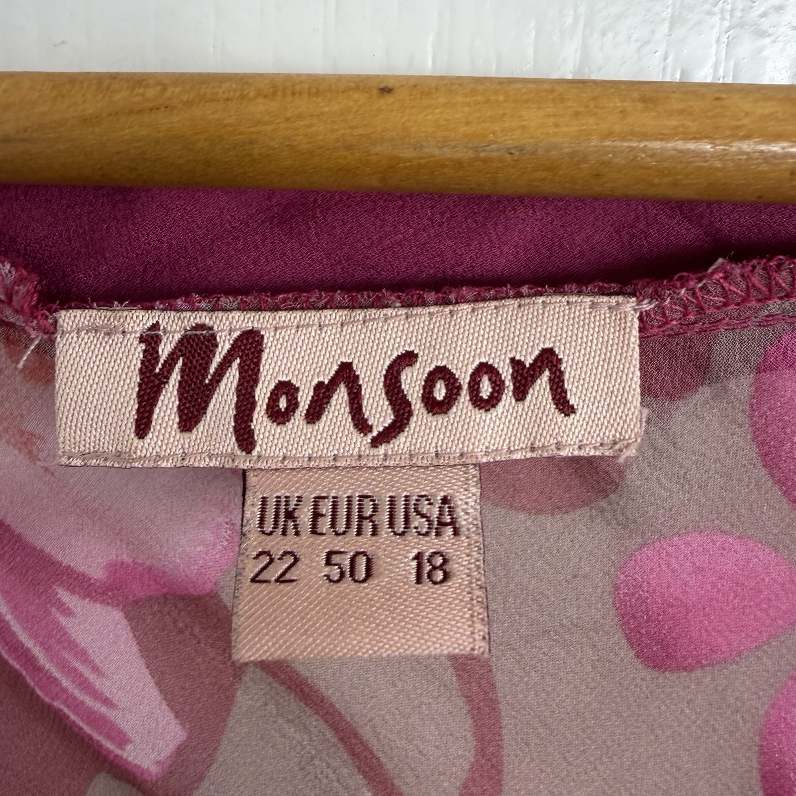 Monsoon 100% Silk Floral Top UK 22 Pink Applique Sequin Boho Y2K Fairycore Boho