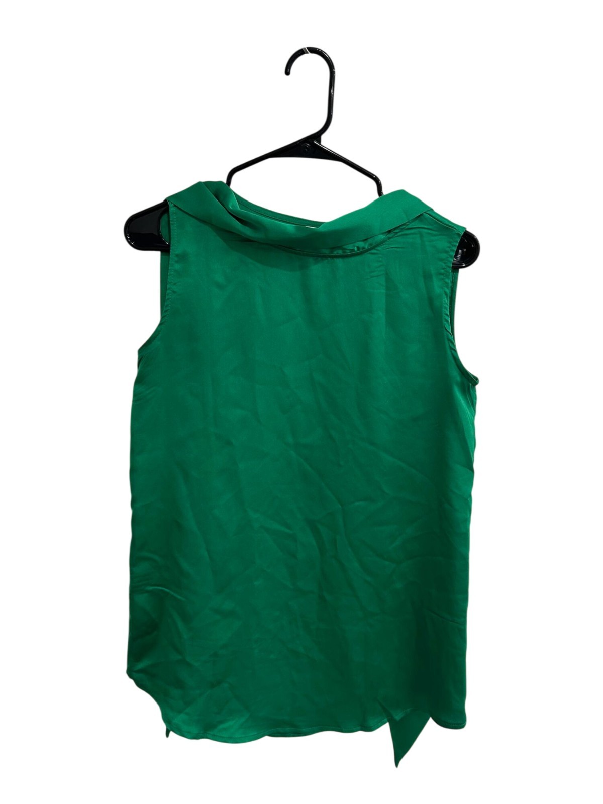 Green Sleeveless XS Mock Neck Blouse Tie Back Detail Minimalist Clean Girl