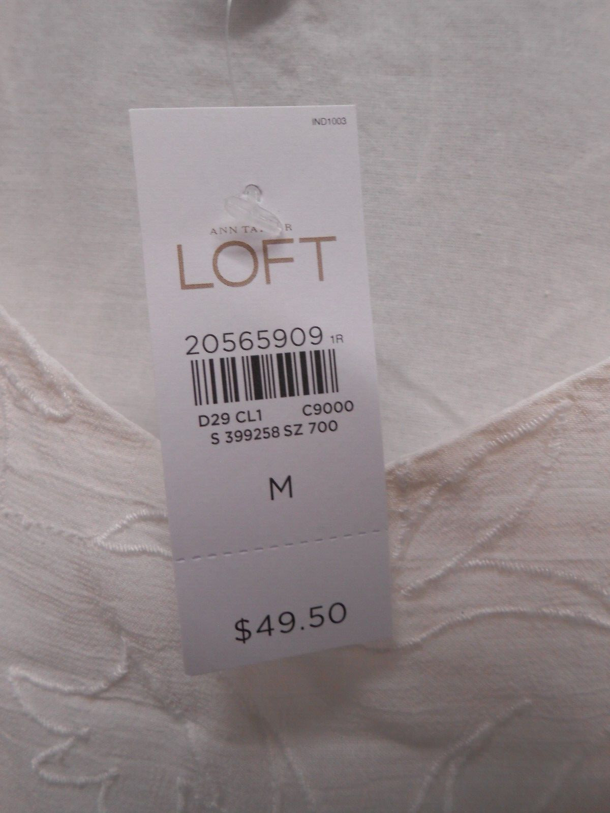 Loft Shirt Womens Medium White Ladies Bohemian Blouse Top Casual Flowy Strappy