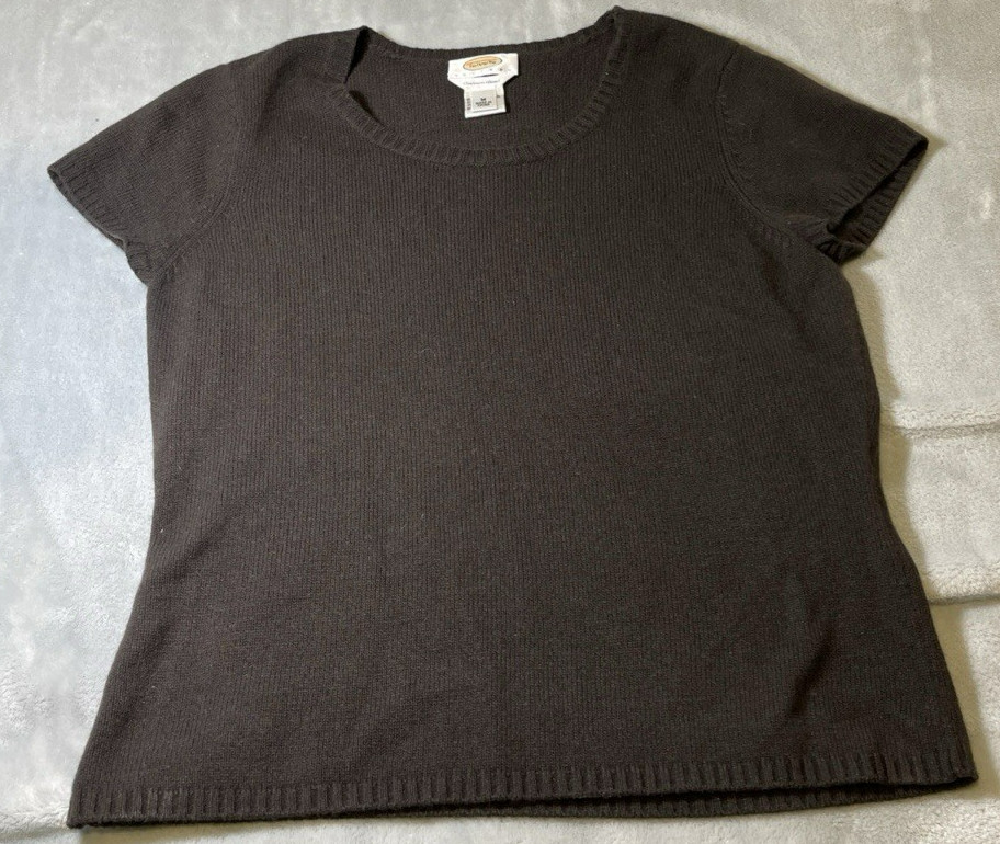 Talbots Cashmere Merino Wool Blend Sweater T Shirt Women MP Brown NWOT