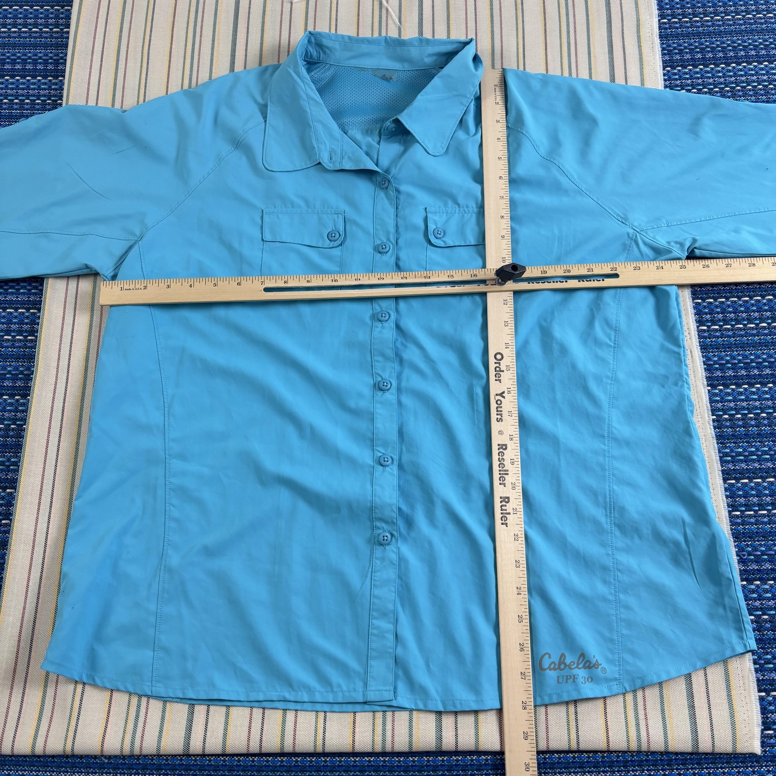 Cabela’s Shirt Womens 2XL Blue UPF 30 Long Sleeve Button Up Outdoor Hiking