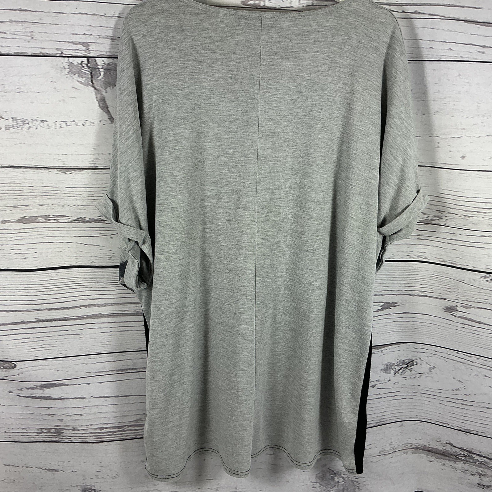 Yours Top Size 20 Grey & Black Animal Print Tunic Round Neck Short Sleeves