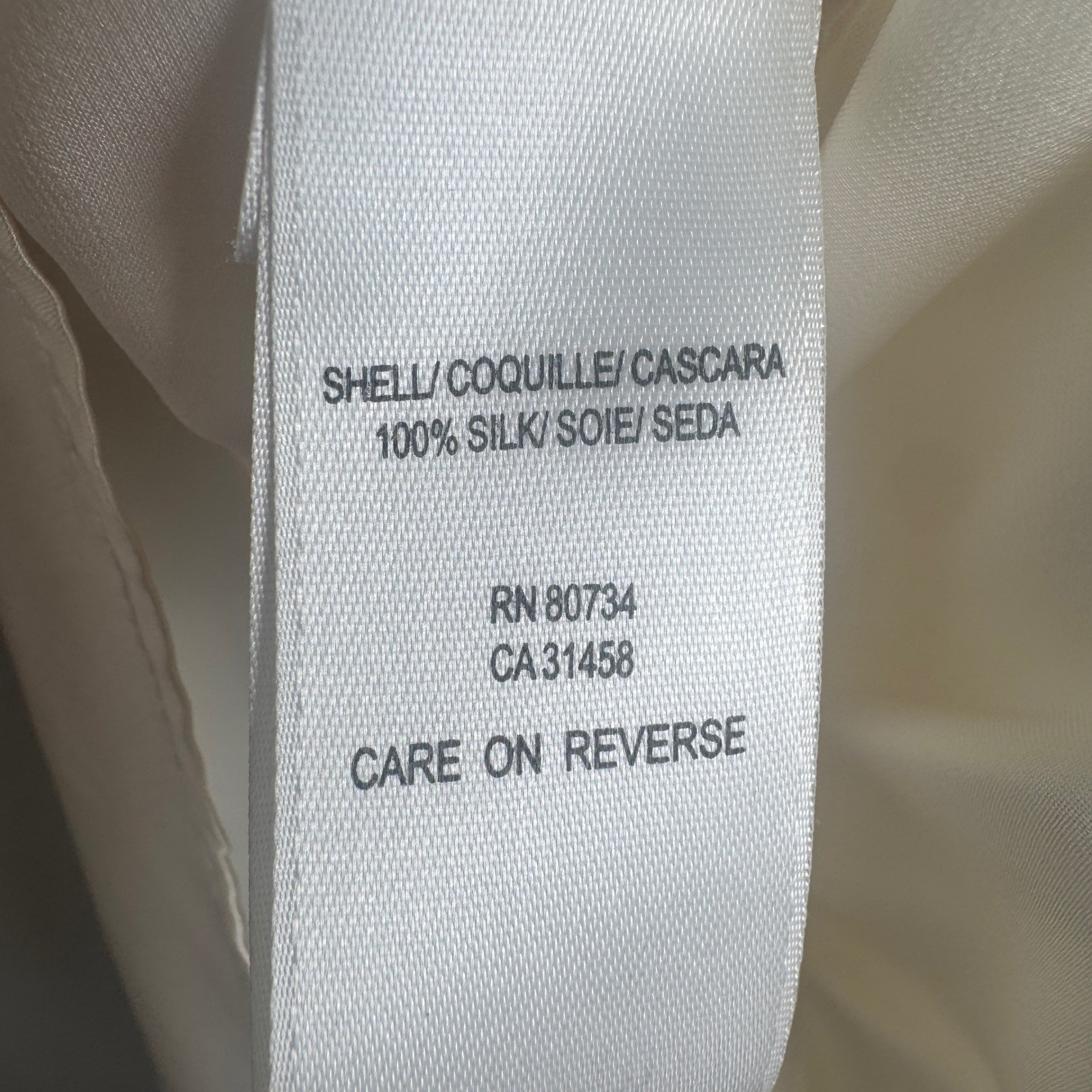 BCBGMAXAZRIA Silk Beaded Waist Formal Blouse SM Regular Cream Black Embellished