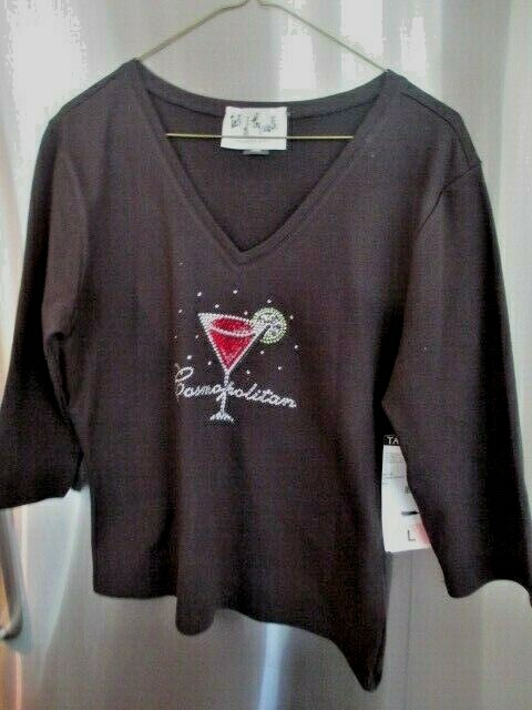 TALK OF THE WALK TEE WITH SEQUIN COSMOPOLITAN SIZE L