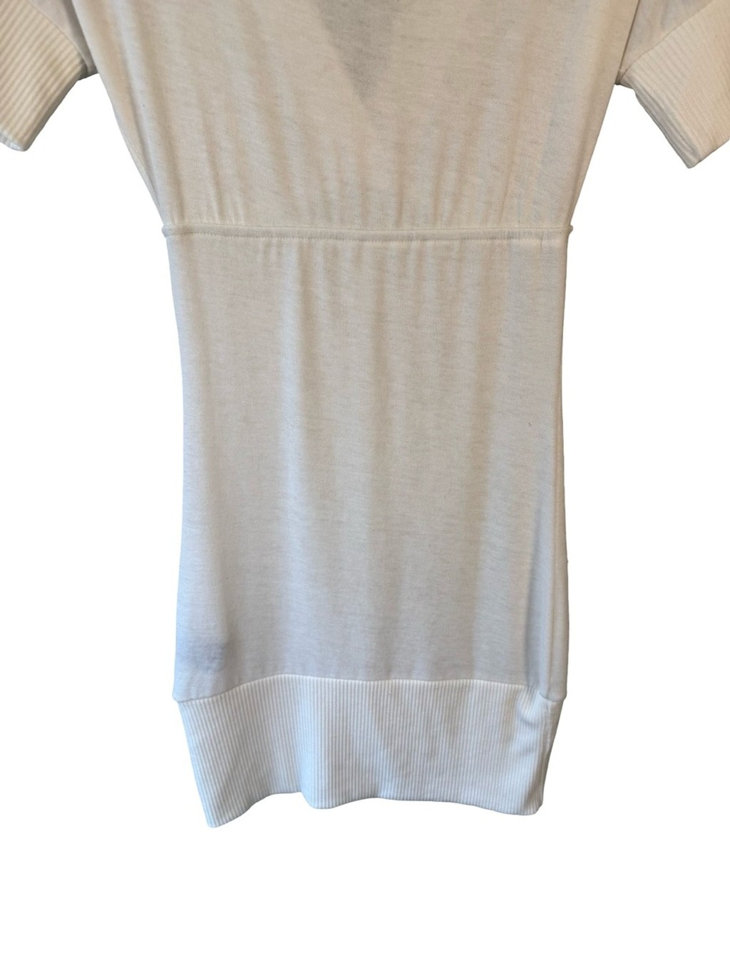 Seductions Ivory Deep V-Neck Short Sleeve Knit Top Size S Minimalist Neutral